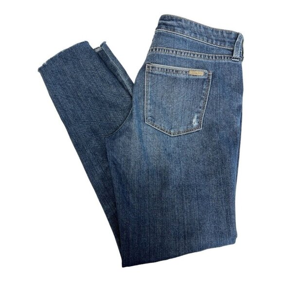 WHBM The Girlfriend Raw Hem Distressed Chain Jeans ~Size 2~Medium Wash ~ L13 04 - Picture 4 of 9